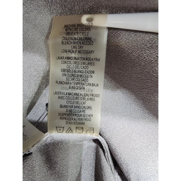 Calvin Klein Womens Gray Button-Down Blouse W/ Zipper Pockets & Roll Tab Sleeve - Picture 5 of 5